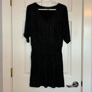 White House Black Market Dress Black Mini V Neckline Elastic Waist Size Medium